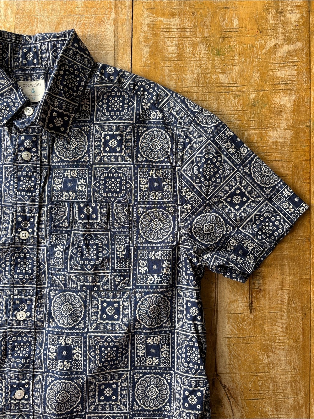 Crewcuts Navy Bandana-Pattern Shirt size 12